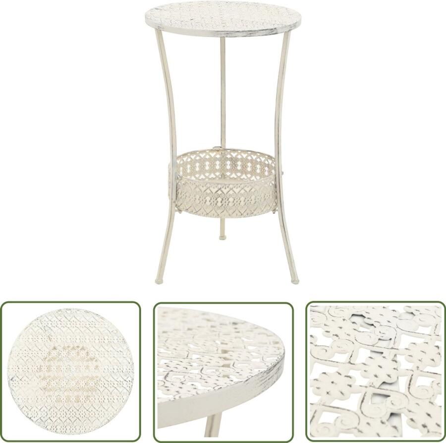 VidaXL Bistrotafel Vintage stijl Rond Wit Metaal Bistrottafel Ronde Tafel Vintage Tafel Metalen Tafel Witte Tafel Salontafel Eetkamertafel Klein Tafeltje Buitentafel Terras Tafel