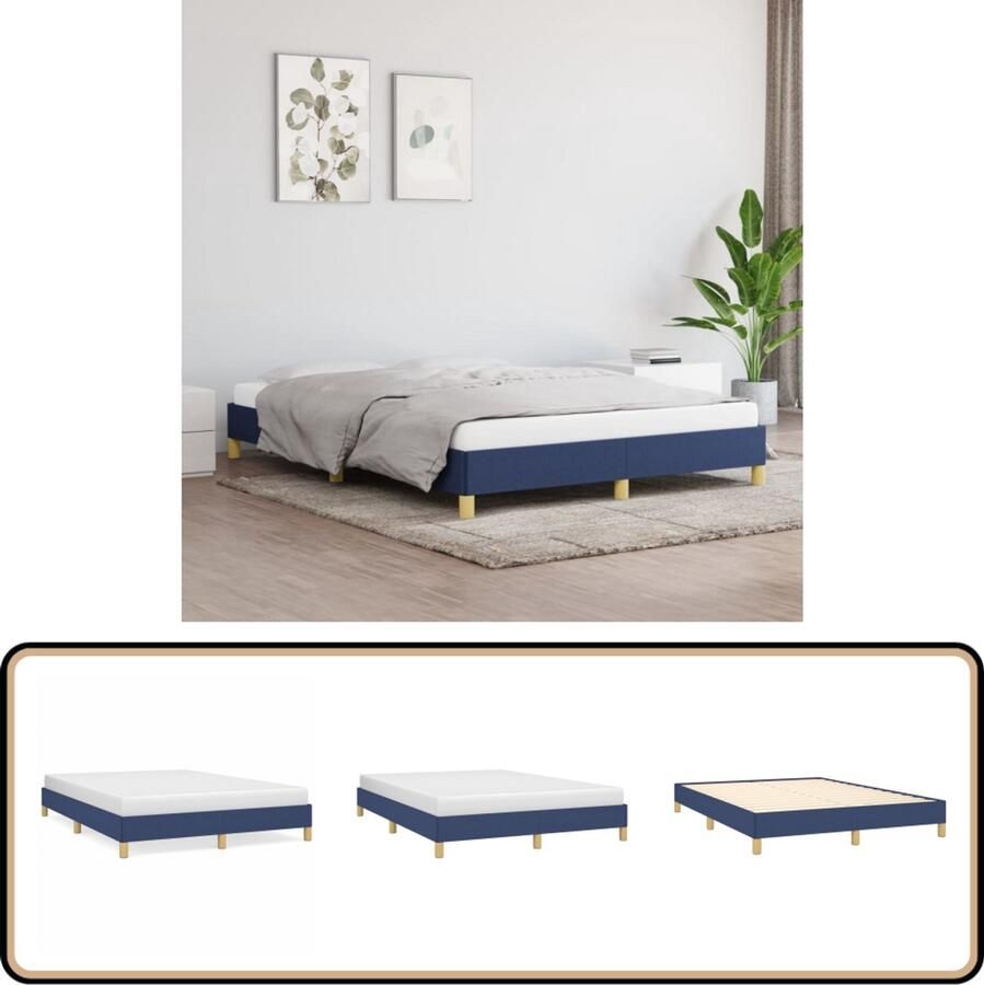 VidaXL Bedframe zonder matras stof blauw 140x200 cm - Foto 2