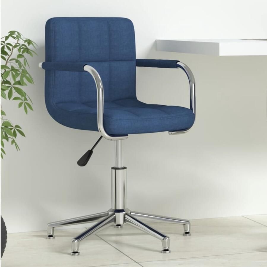 VidaXL Blauw Draaibare Kantoorstoel van Stof Eetkamerstoel Eetkamerstoelen Keukenstoelen Keukenstoel