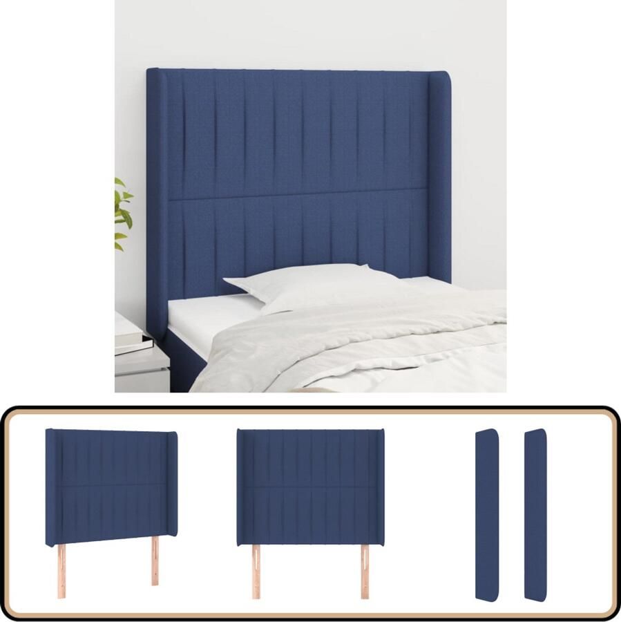 VidaXL Blauw Hoofdbord met Randen Stijlvol en Comfortabel Hoofd Bord Hoofdkussen Bedkleden Slaap Accessoires Slaapkamers Decoratie Blauwdruk Stoffen Meubels