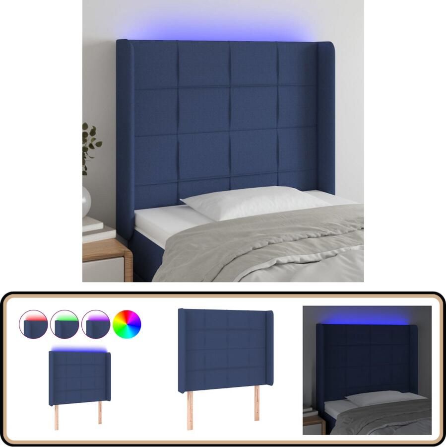 VidaXL Blauw LED Hoofdbord 103x16x118 128 cm Hoofdboard Led Hoofdbord Blauwe Hoofdbord Met Verlichting Comfortabel Hoofdbord Leeshoek Hoofdbord