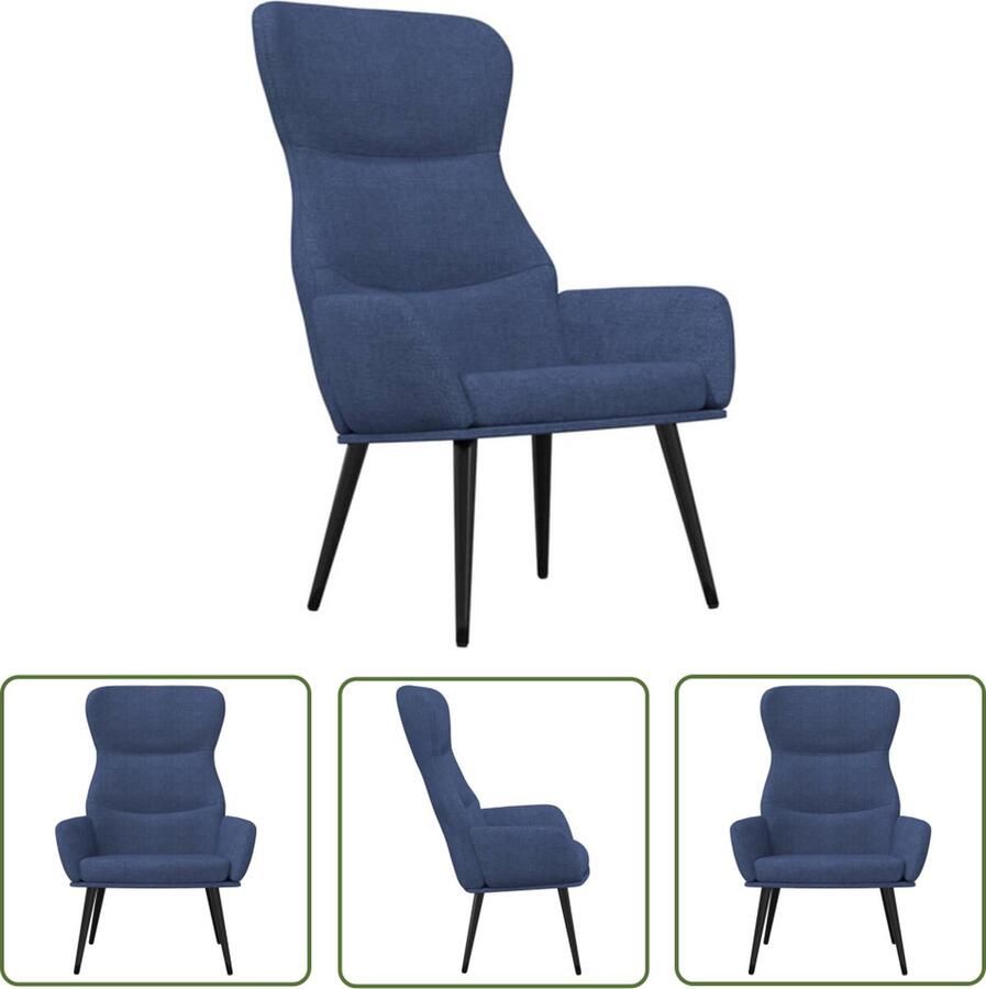 The Living Store Fauteuil Comfortabele zit Blauw 70 x 77 x 94 cm Stof Comfortabele Fauteuil Blauwe Fauteuil Relaxfauteuil Fauteuils Online Kopen Lounge Stoel - Foto 2