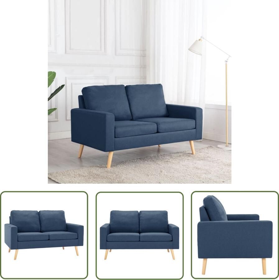 The Living Store Tweezitsbank Blauw 130 x 76 x 82.5 cm Comfortabele zitervaring Tweezitsbank Blauwe Sofa Stoffen Bank Lounge Meubels Salon Meubilair