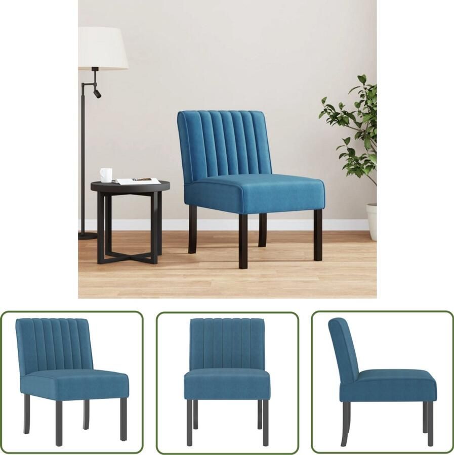 The Living Store Stoel fluweel blauw Comfortabele Stoel Fluwelen Stoel Lounge Stoel Salontafel Huiskamer Decoratie