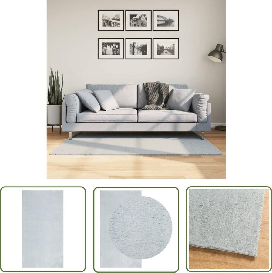 The Living Store HUARTE Vloerkleed 80 x 150 cm Blauw Polyester Moderne Vachtachtige Poolhoogte 18mm Vloerkleed Blauwe Vloerkleed Zacht Vloerkleed Polyester Vloerkleed Modern Vloerkleed