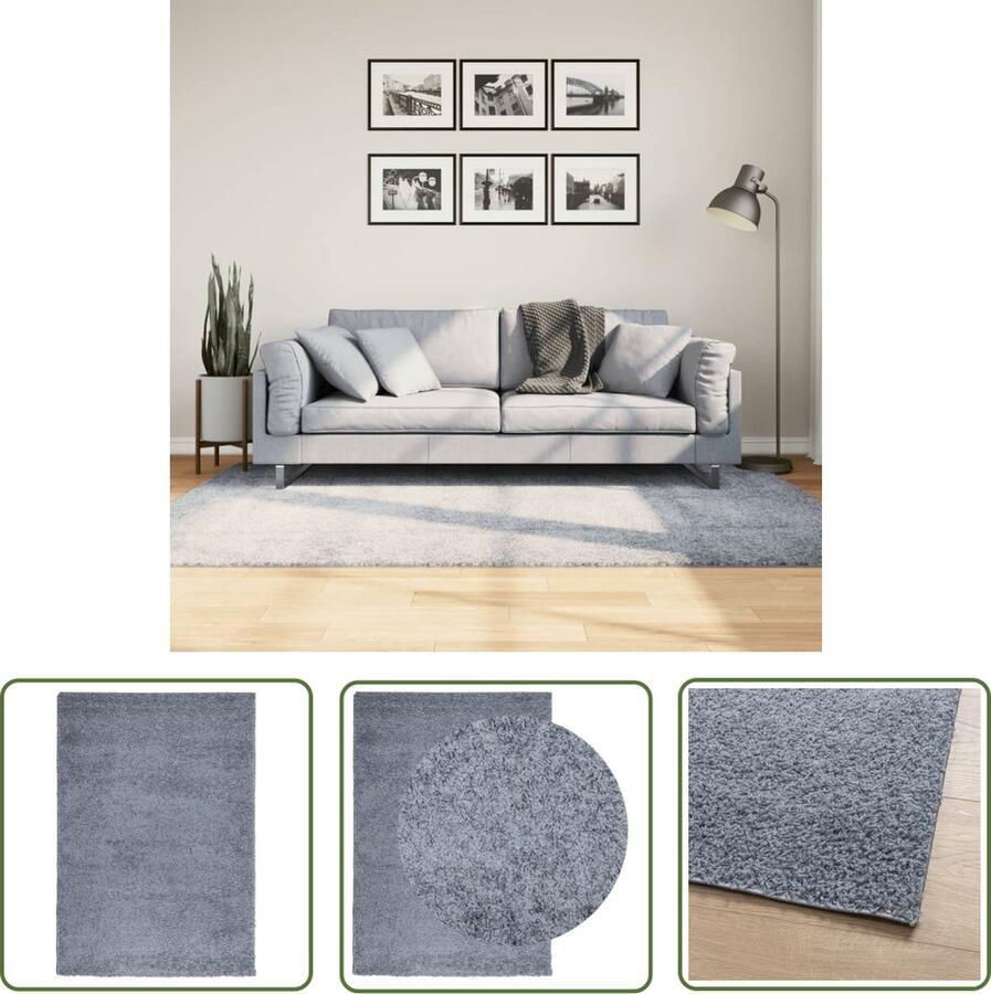 The Living Store PAMPLONA Shaggy Vloerkleed 140 x 200 cm Blauw Zacht 30mm Pool OEKO-TEXUPROPERTYMARKETED Shaggy Vloerkleed Blauwe Vloerkleed Woonkamer Tapijt Slaapkamer Tapijt Groot Vloerkleed