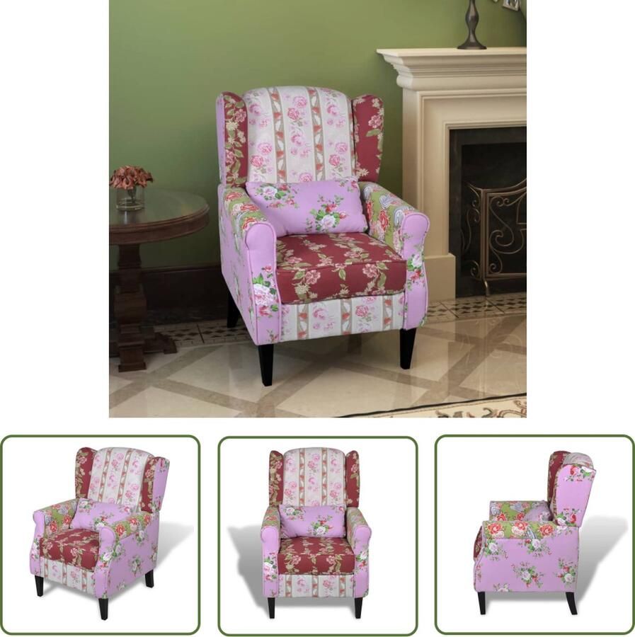 The Living Store Patchwork Fauteuil Bloemenpatroon 68 x 73 x 101 cm Ergonomisch Duurzaam Patchwork Fauteuil Bloempatroon Fauteuil Ergonomische Fauteuil Luxe Fauteuil Stijlvolle Fauteuil - Foto 2