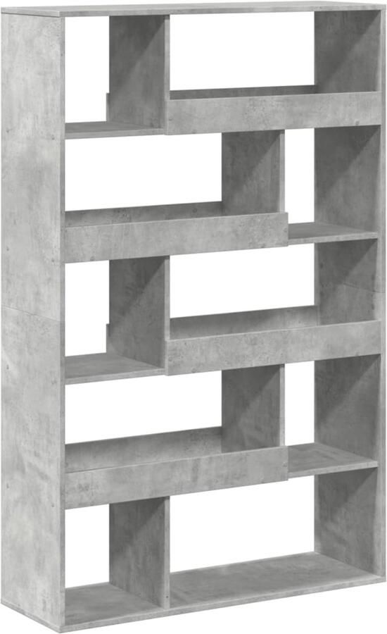 VidaXL Boekenkast 10 schappen Betongrijs Hout Boekenkast Boekenkasten Boeken Plank Schappenkast