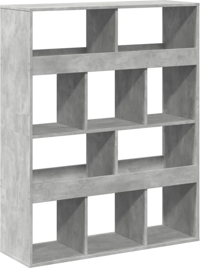 VidaXL Boekenkast 10 vakken betongrijs Boekenkast Boekenkasten Boeken Plank Schappenkast