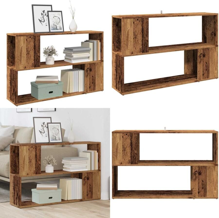 VidaXL Boekenkast 100x24x63 cm bewerkt hout oud houtkleurig Boekenkast Boekenkasten Boekenschap Boekenstandaard