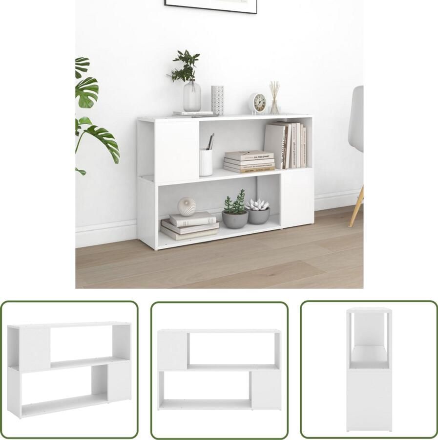 The Living Store Opbergkast Boekenrek 100 x 24 x 63 cm Wit Gemaakt van bewerkt hout Montage vereist Bibliotheek Boekenkast Houten Boekenkast Wit Boekenkast Opbergkast - Foto 3