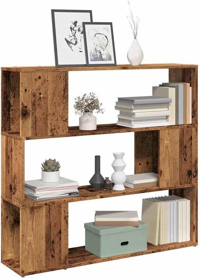 FIONERA Boekenkast kamerscherm 100x24x94 cm oud houtkleurig