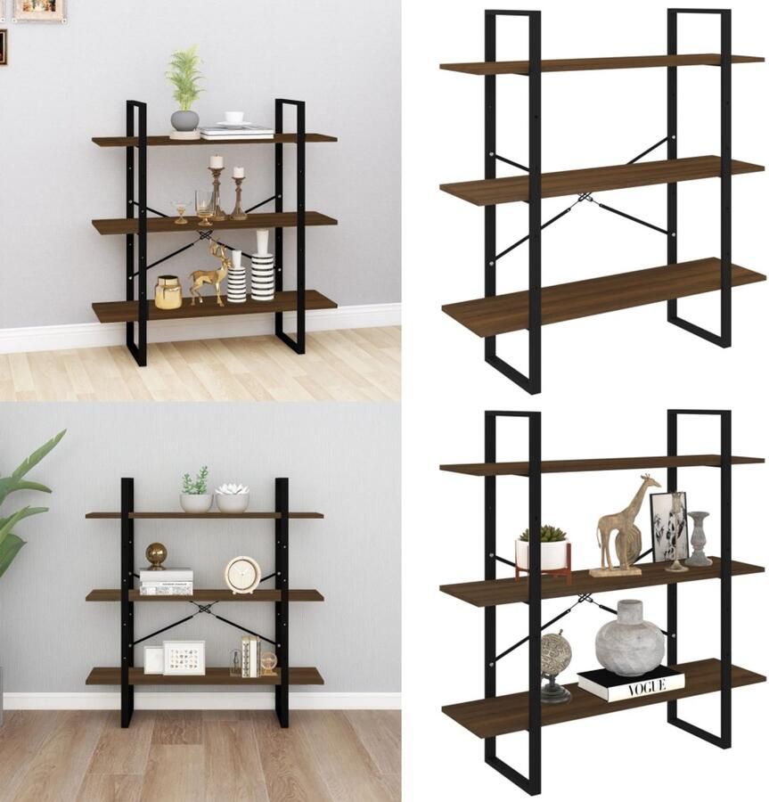 VidaXL Boekenkast 100x30x105 cm bewerkt hout bruin eikenkleur Boekenkast Boekenkasten Boekenschap Kast