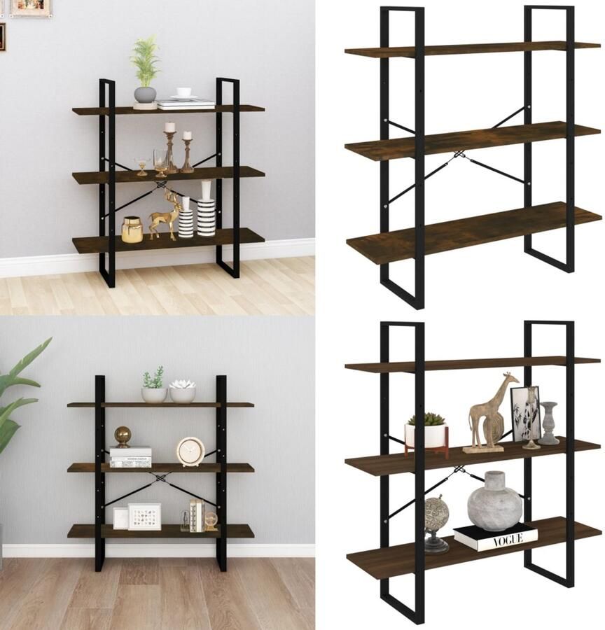 VidaXL Boekenkast 100x30x105 cm bewerkt hout gerookt eikenkleurig Boekenkast Boekenkasten Boekenschap Kast