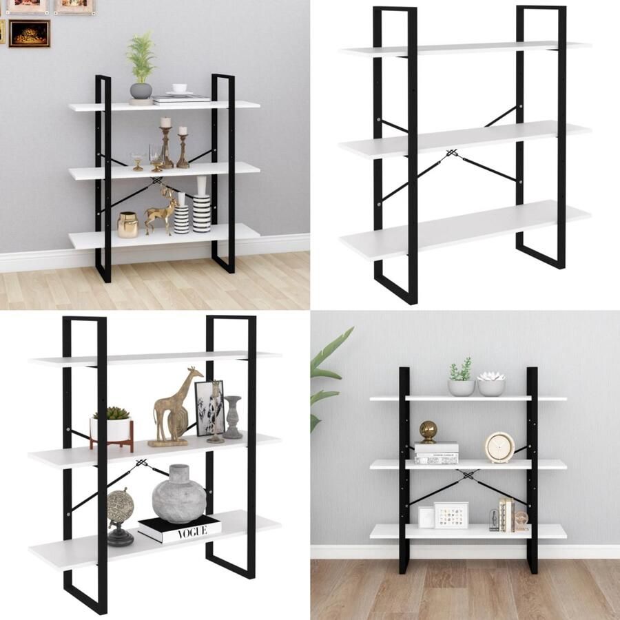 VidaXL Boekenkast 100x30x105 cm bewerkt hout wit Boekenkast Boekenkasten Kast Kasten