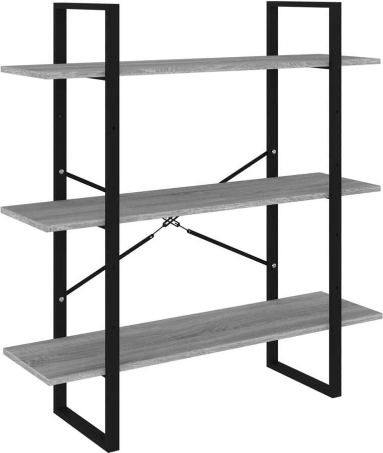 VidaXL Boekenkast 100x30x105 cm Grijs Sonoma Eiken Boekenkast Bibliotheek Houten Boekenkast Grijze Boekenkast Design Boekenkast Industriële Boekenkast Opslagruimte Woonaccessoires