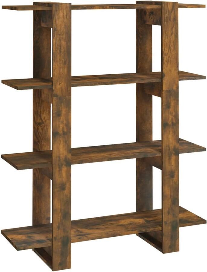 The Living Store Boekenkast Gerookt Eiken 100 x 30 x 123.5 cm Kan als scheidingswand gebruikt worden Boekenkast Kamerdivider Houten Boekenkast Bruine Boekenkast Vintage Boekenkast - Foto 2