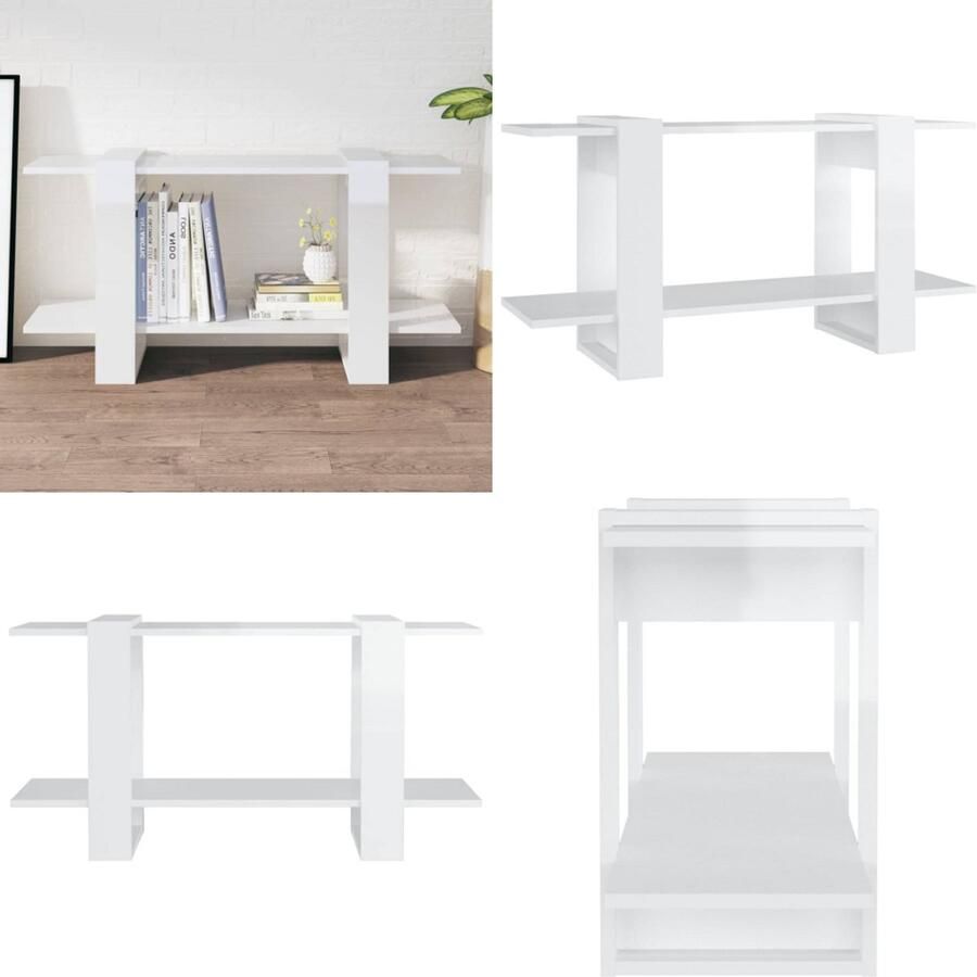 VidaXL Boekenkast 100x30x51 cm bewerkt hout hoogglans wit Boekenkast Boekenkasten Boeken Kast