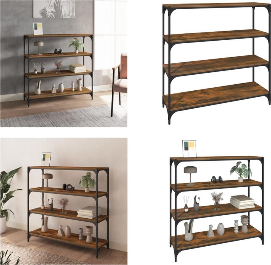 VidaXL Boekenkast 100x33x100 cm bewerkt hout en staal gerookt eiken Boekenkast Boekenkasten Boekenplank Boekenkast