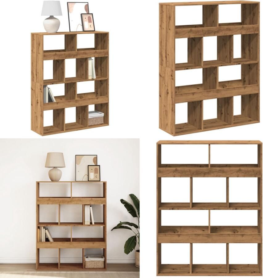 VidaXL Boekenkast 100x33x125 5 cm bewerkt hout artisanaal eikenkleurig Boekenkast Boekenkasten Boeken Plank Schappenkast