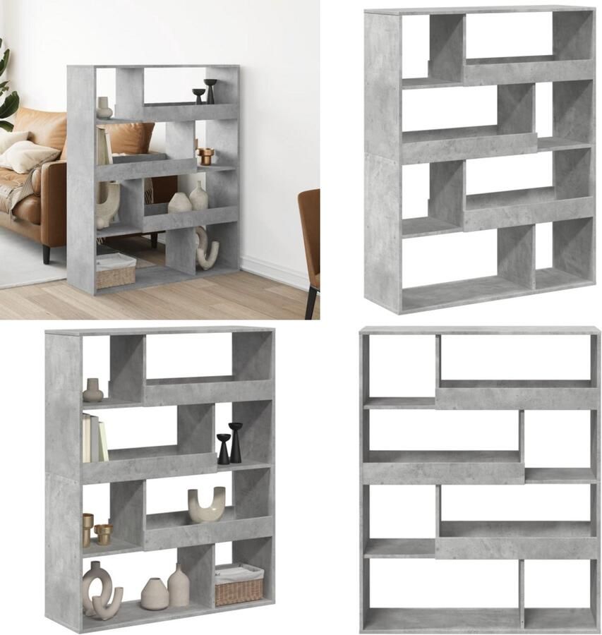 VidaXL Boekenkast 100x33x125 5 cm bewerkt hout betongrijs Boekenkast Boekenkasten Boeken Plank Schappenkast