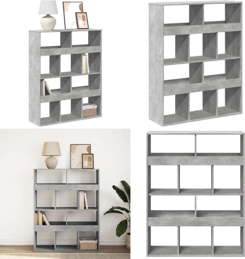 VidaXL Boekenkast 100x33x125 5 cm bewerkt hout betongrijs Boekenkast Boekenkasten Boeken Plank Schappenkast