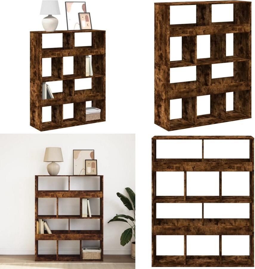 VidaXL Boekenkast 100x33x125 5 cm bewerkt hout gerookt eikenkleurig Boekenkast Boekenkasten Boeken Plank Schappenkast