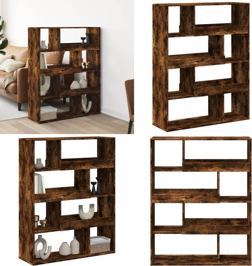 VidaXL Boekenkast 100x33x125 5 cm bewerkt hout gerookt eikenkleurig Boekenkast Boekenkasten Boeken Plank Schappenkast