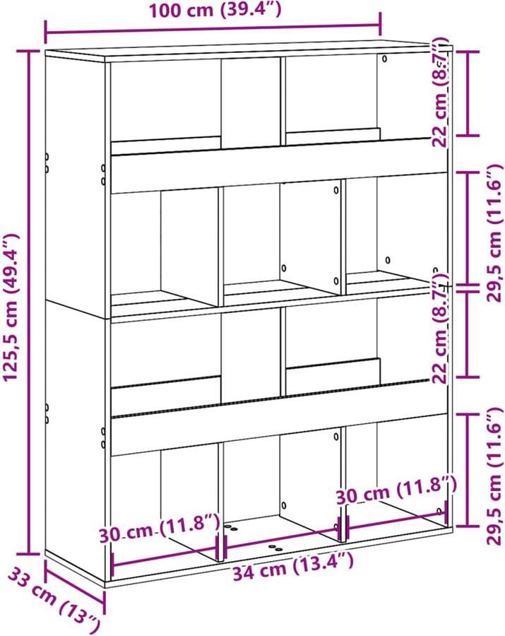 VidaXL Kamerscherm 100x33x125 5 cm bewerkt hout wit - Foto 5