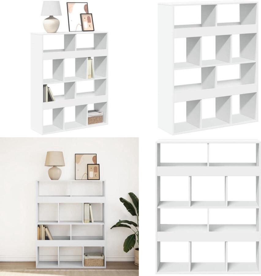 VidaXL Kamerscherm 100x33x125 5 cm bewerkt hout wit - Foto 3