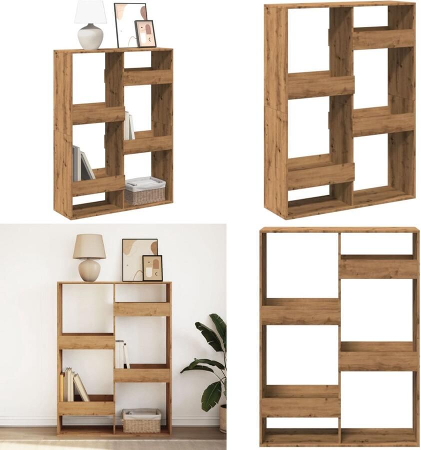 VidaXL Boekenkast 100x33x135 cm bewerkt hout artisanaal eikenkleur Boekenkast Boekenkasten Boeken Plank Schappenkast