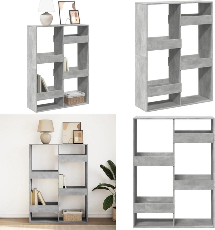 VidaXL Boekenkast 100x33x135 cm bewerkt hout betongrijs Boekenkast Boekenkasten Boeken Plank Schappenkast
