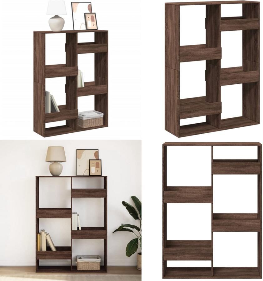 VidaXL Boekenkast 100x33x135 cm bewerkt hout bruin eikenkleurig Boekenkast Boekenkasten Boeken Plank Schappenkast