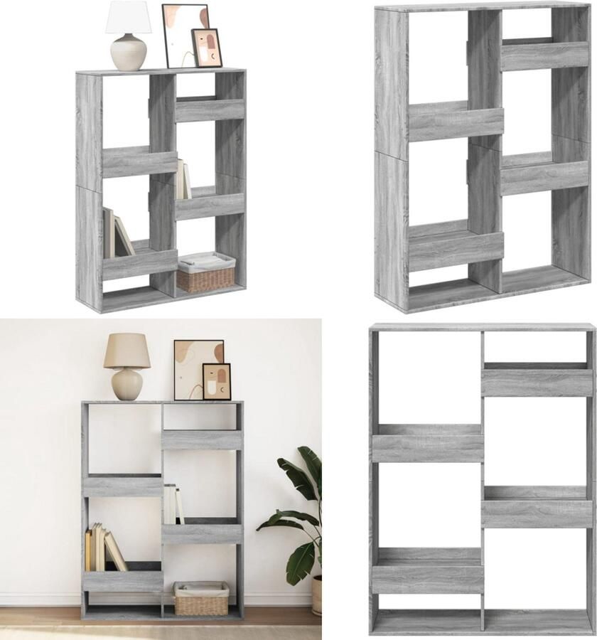 VidaXL Boekenkast 100x33x135 cm bewerkt hout grijs sonoma eikenkleurig Boekenkast Boekenkasten Boeken Plank Schappenkast