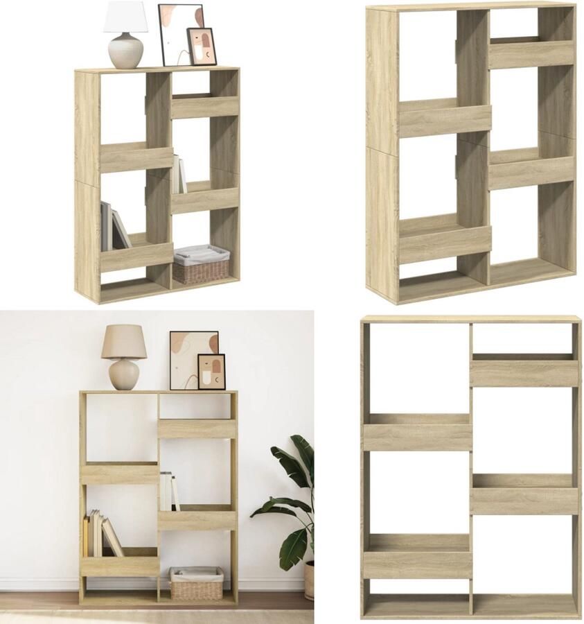 VidaXL Boekenkast 100x33x135 cm bewerkt hout sonoma eikenkleurig Boekenkast Boekenkasten Boeken Plank Schappenkast