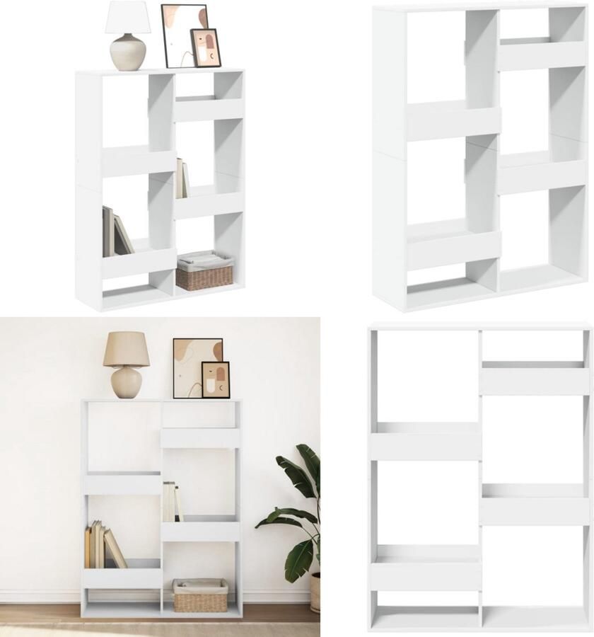 VidaXL Boekenkast 100x33x135 cm bewerkt hout wit Boekenkast Boekenkasten Boeken Plank Schappenkast