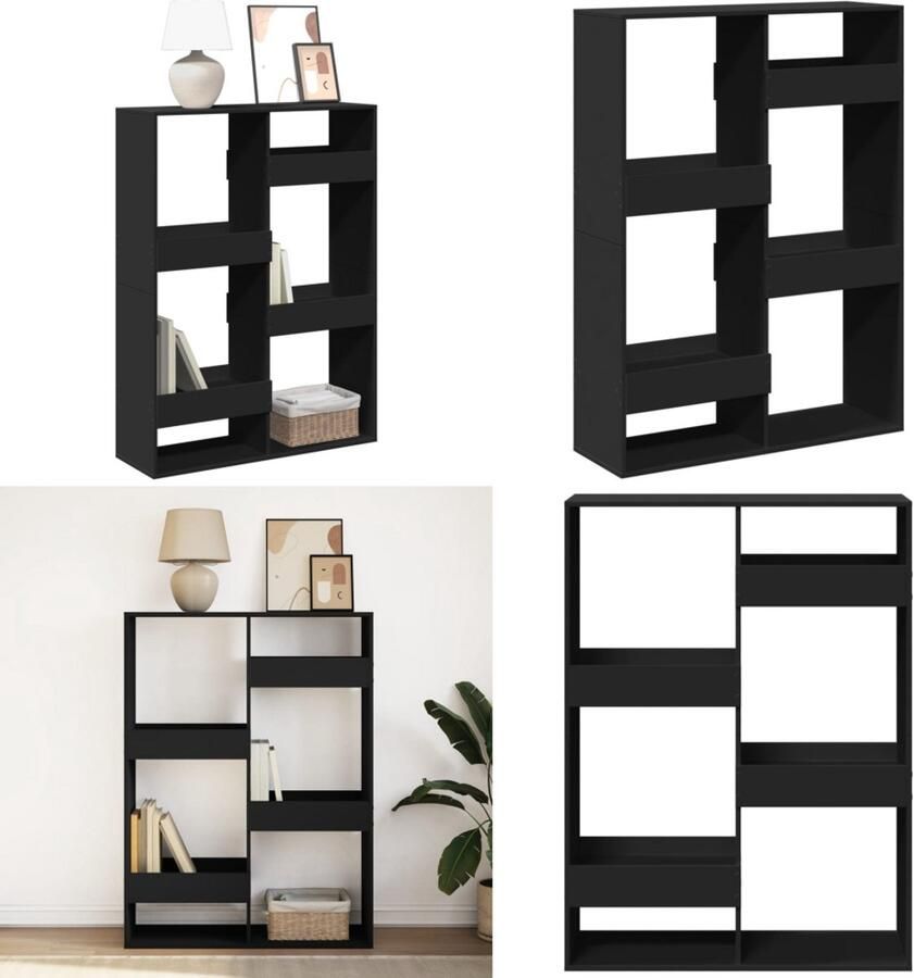 VidaXL Boekenkast 100x33x135 cm bewerkt hout zwart Boekenkast Boekenkasten Boeken Plank Schappenkast