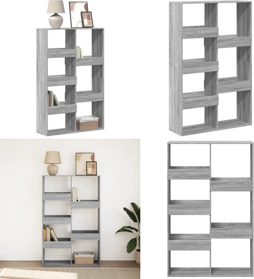 VidaXL Boekenkast 100x33x155 5 cm bewerkt hout grijs sonoma eiken Boekenkast Boekenkasten Boeken Plank Schappenkast