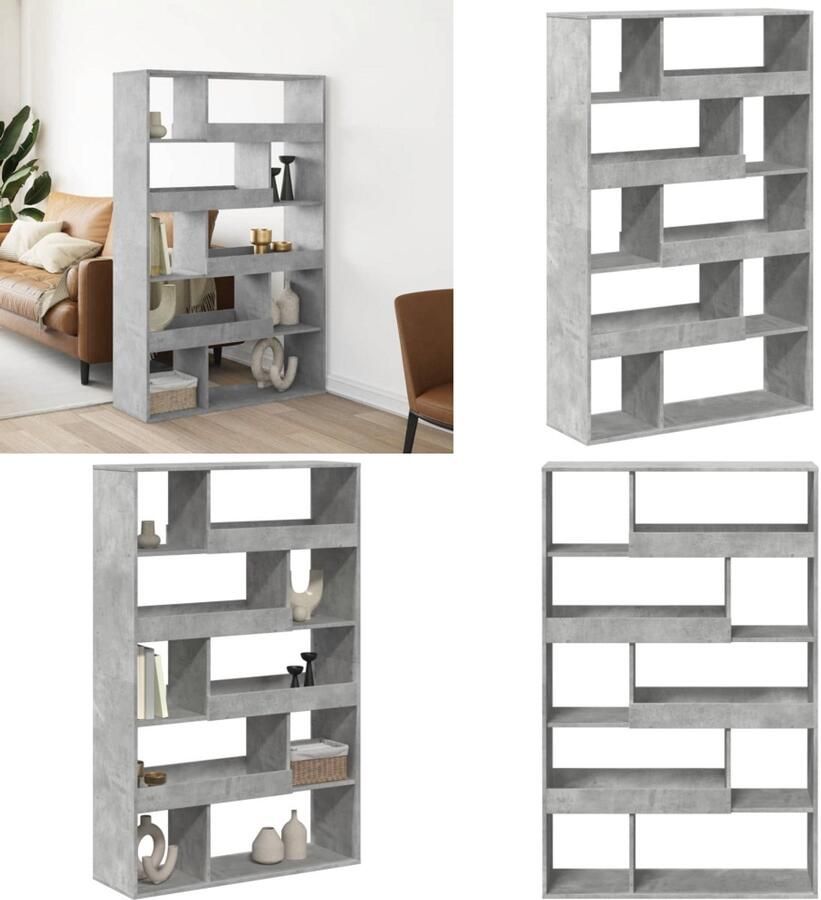 VidaXL Boekenkast 100x33x156 5 cm bewerkt hout betongrijs Boekenkast Boekenkasten Boeken Plank Schappenkast