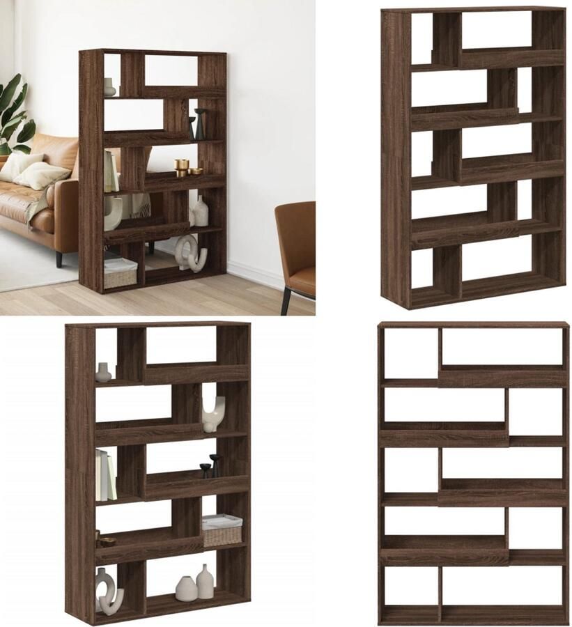 VidaXL Boekenkast 100x33x156 5 cm bewerkt hout bruin eikenkleurig Boekenkast Boekenkasten Boeken Plank Schappenkast