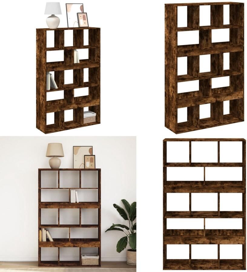 VidaXL Boekenkast 100x33x156 5 cm bewerkt hout gerookt eikenkleurig Boekenkast Boekenkasten Boeken Plank Schappenkast