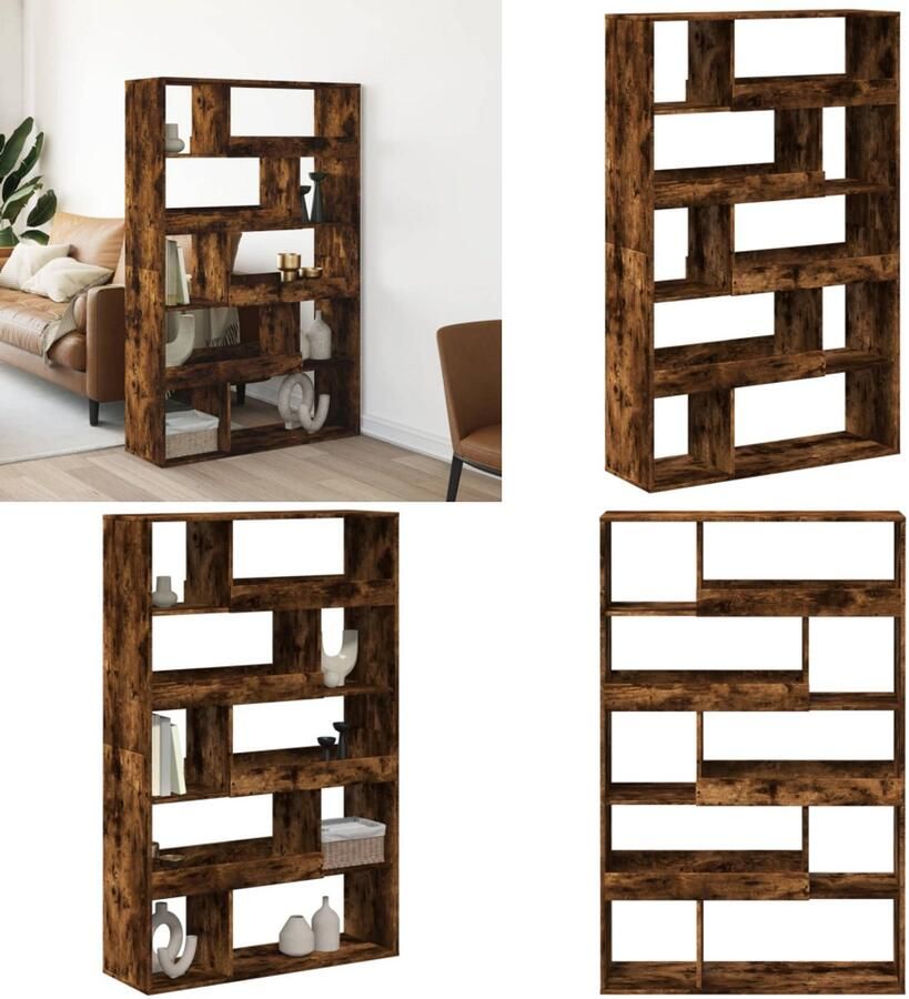 VidaXL Boekenkast 100x33x156 5 cm bewerkt hout gerookt eikenkleurig Boekenkast Boekenkasten Boeken Plank Schappenkast