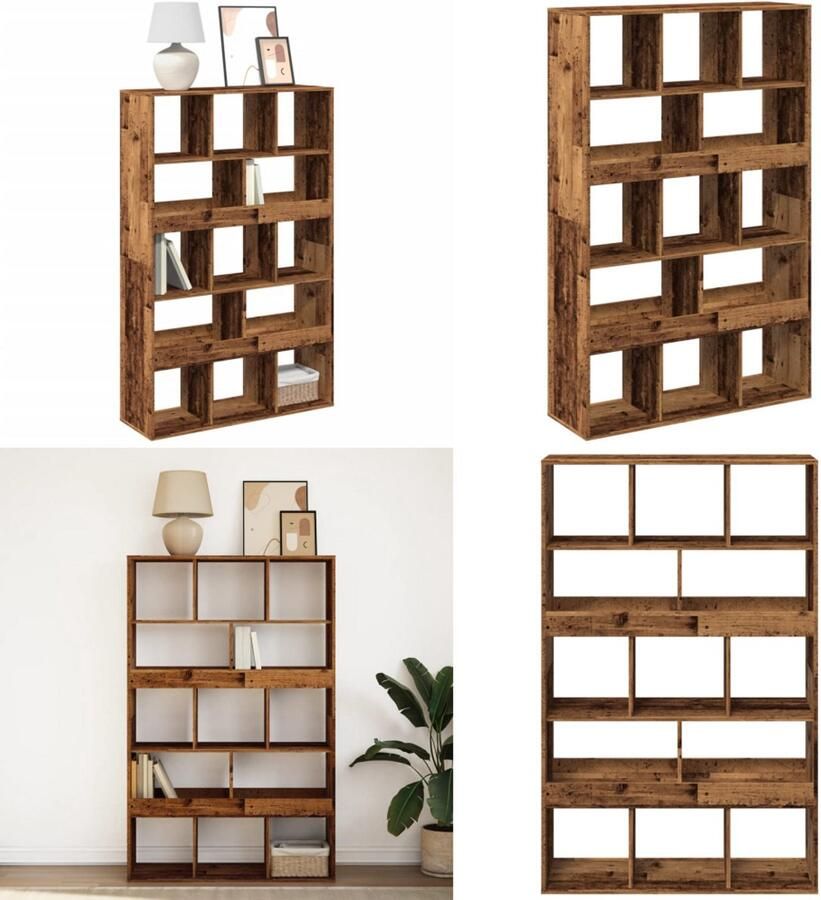 VidaXL Boekenkast 100x33x156 5 cm bewerkt hout oud houtkleurig Boekenkast Boekenkasten Boeken Plank Schappenkast
