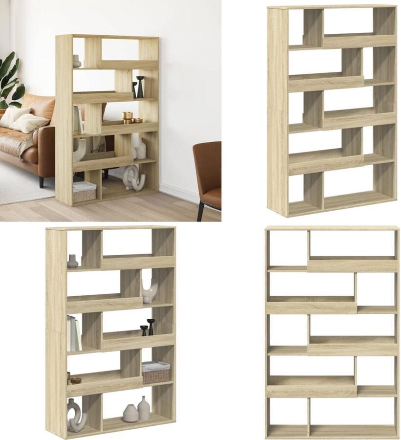VidaXL Boekenkast 100x33x156 5 cm bewerkt hout sonoma eikenkleurig Boekenkast Boekenkasten Boeken Plank Schappenkast