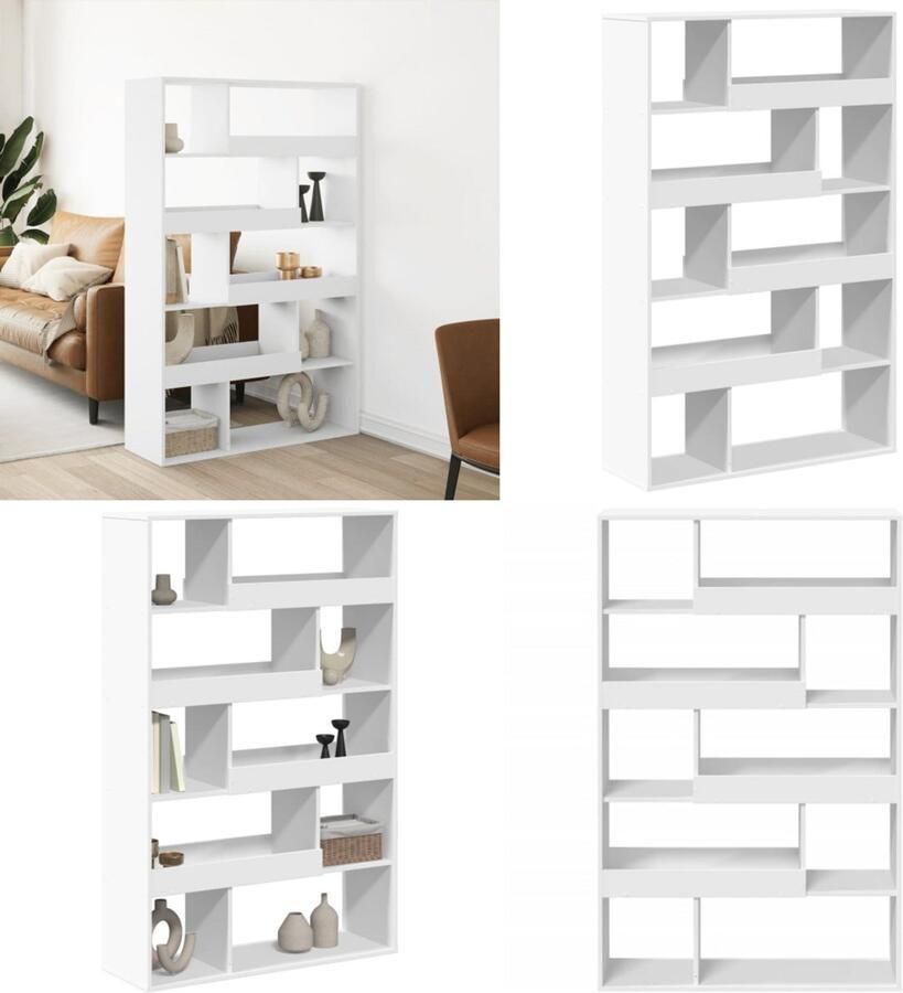 VidaXL Boekenkast 100x33x156 5 cm bewerkt hout wit Boekenkast Boekenkasten Boeken Plank Schappenkast