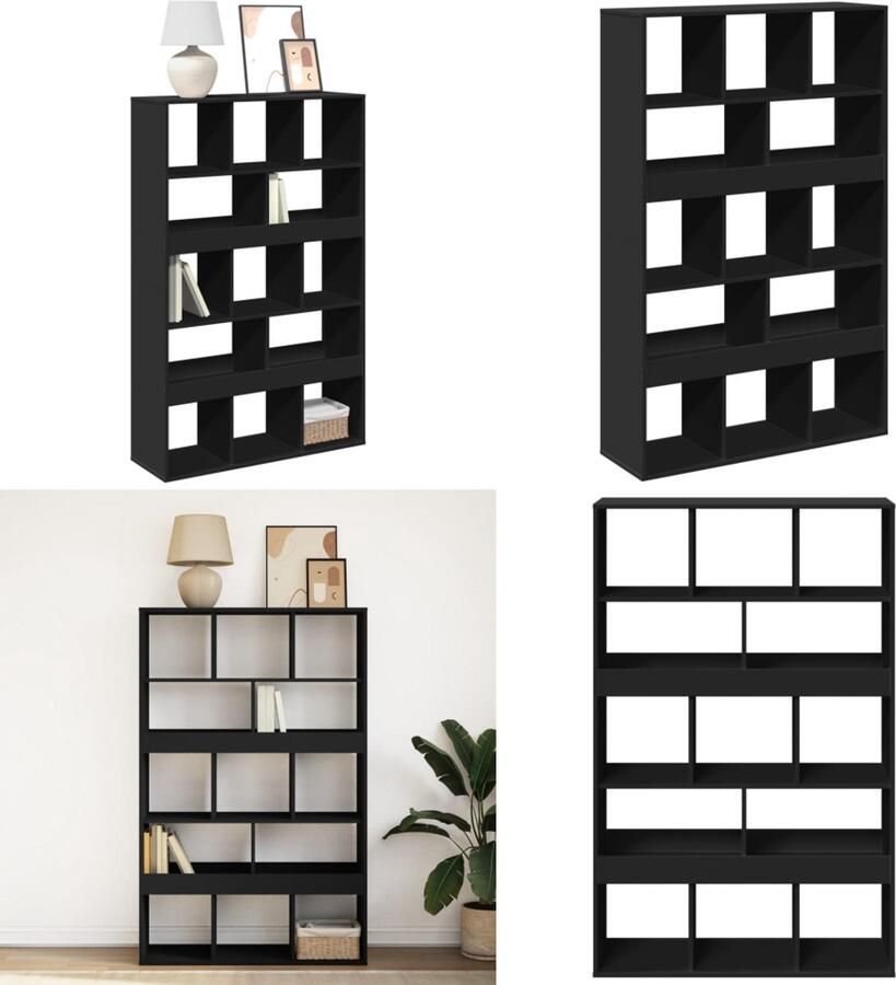 VidaXL Boekenkast 100x33x156 5 cm bewerkt hout zwart Boekenkast Boekenkasten Boeken Plank Schappenkast