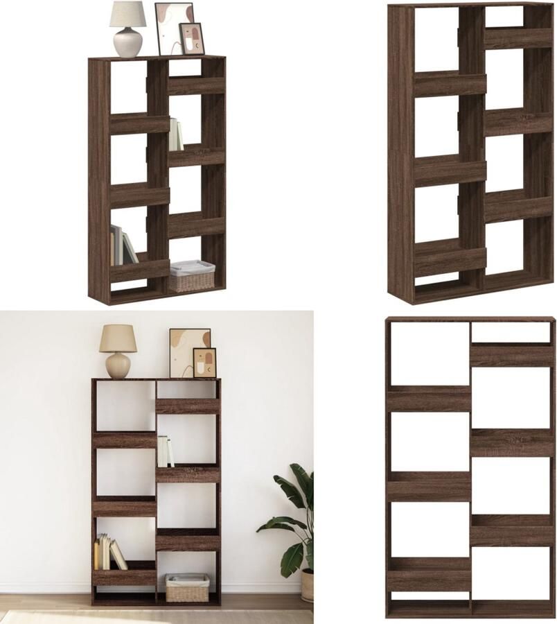 VidaXL Boekenkast 100x33x175 cm bewerkt hout bruin eikenkleurig Boekenkast Boekenkasten Boeken Plank Schappenkast