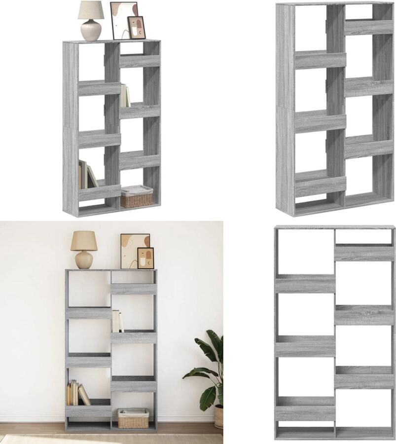 VidaXL Boekenkast 100x33x175 cm bewerkt hout grijs sonoma eikenkleurig Boekenkast Boekenkasten Boeken Plank Schappenkast