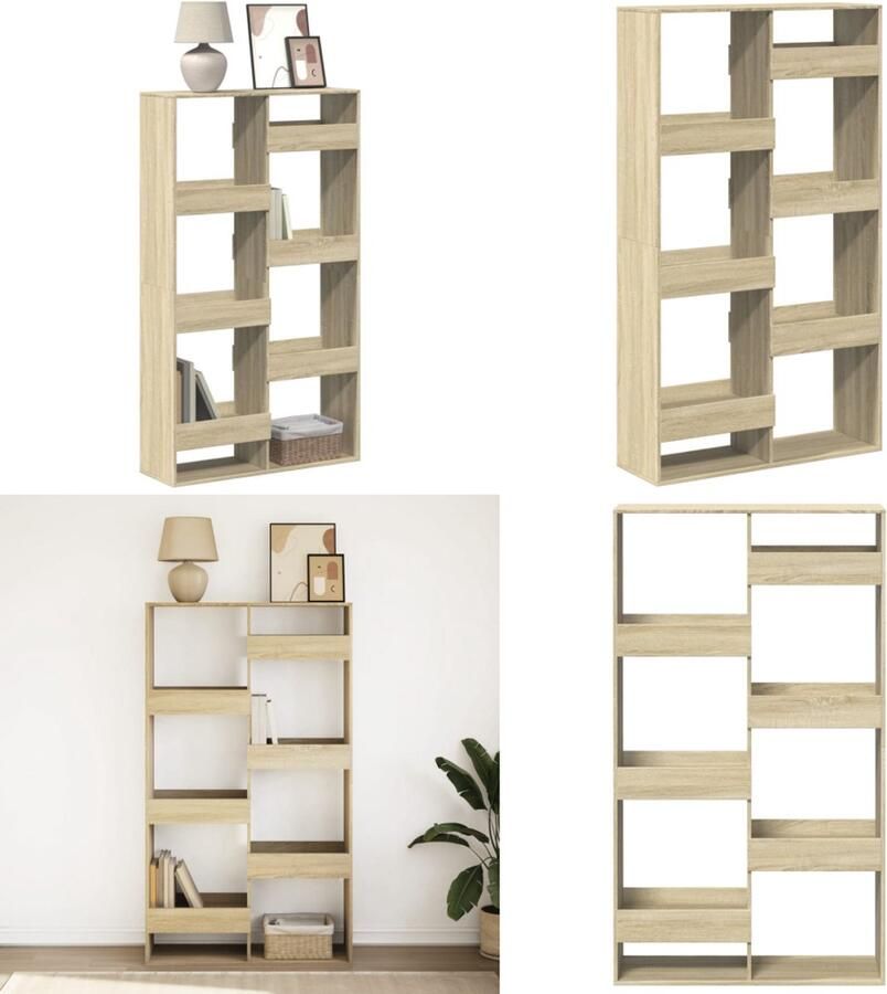 VidaXL Boekenkast 100x33x175 cm bewerkt hout sonoma eikenkleurig Boekenkast Boekenkasten Boeken Plank Schappenkast