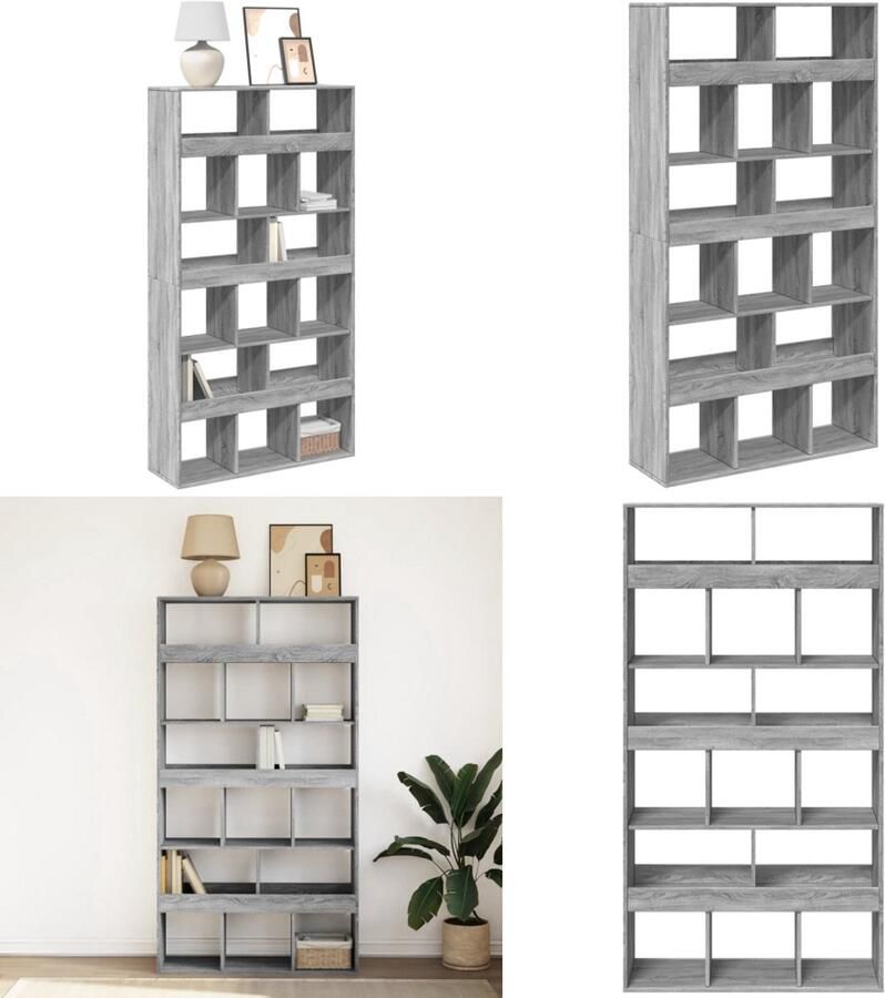 VidaXL Boekenkast 100x33x187 5 cm bewerkt hout grijs sonoma eikenkleur - Foto 2